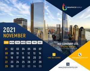 Modern 2021 Calendar Design PSD
