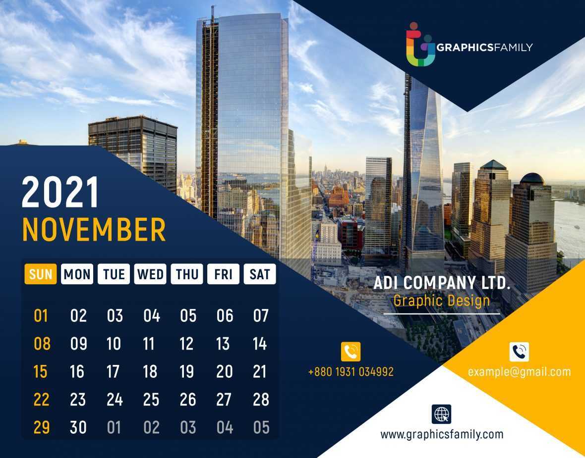 Modern 2021 Calendar Design PSD