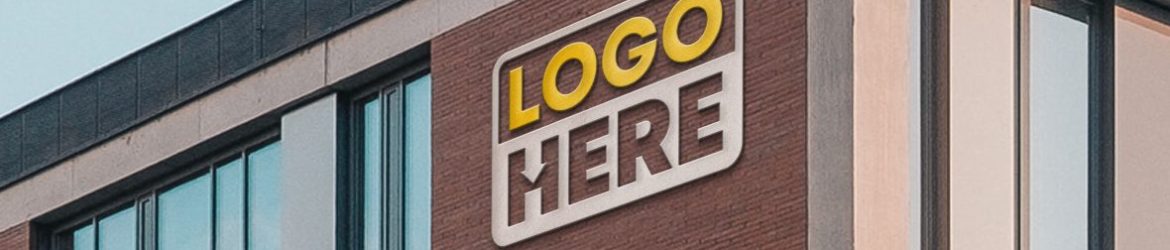 Modern brick building logo mockup Modern brick building logo mockup