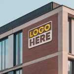 Modern brick building logo mockup - Download Grátis Modern brick building logo mockup