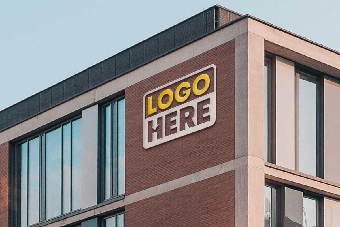 Modern brick building logo mockup