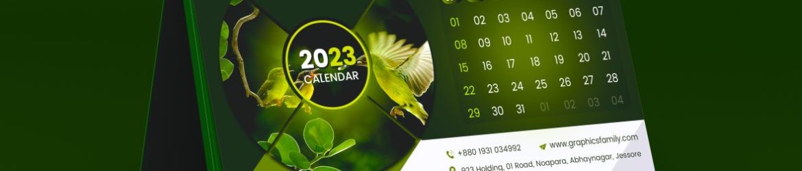 Modern Green Desk Calendar Design 2023