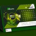 Modern Green Desk Calendar Design 2023 - Download Grátis Modern Green Desk Calendar Design 2023