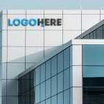 Modern Office Building 3D Logo Mockup - Download Grátis Modern Office Building 3D Logo Mockup