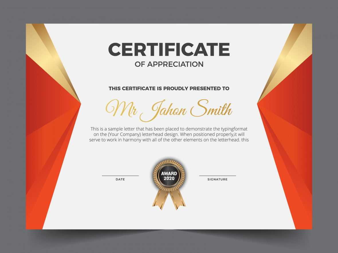 Modern Premium Company Certificate Of Achievement And Appreciation Template