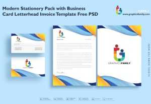 Modern Stationery Pack with Business Card Letterhead Invoice Template Free Psd