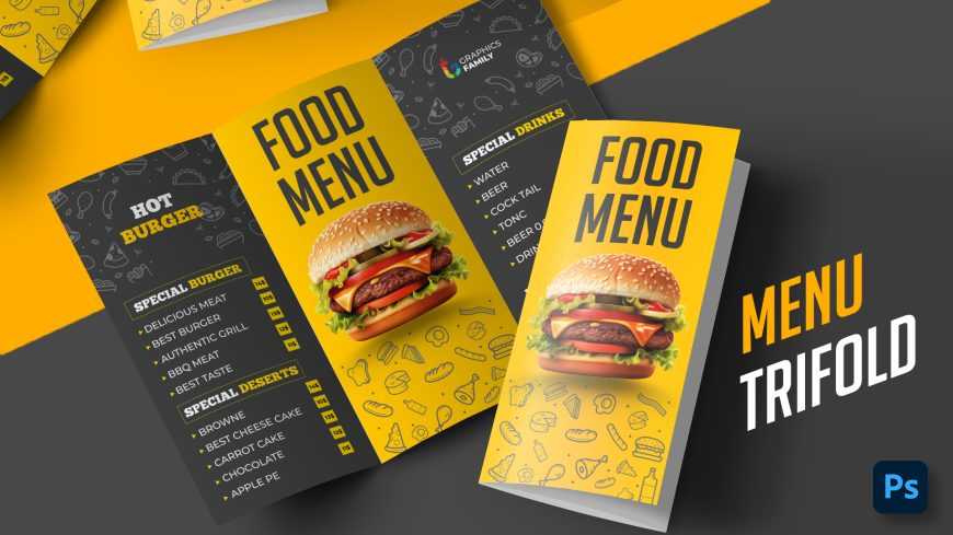 Modern Tri-Fold Brochure Design Template with Flat Style