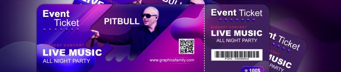 Music Concert Event Ticket Design Music Concert Event Ticket Design