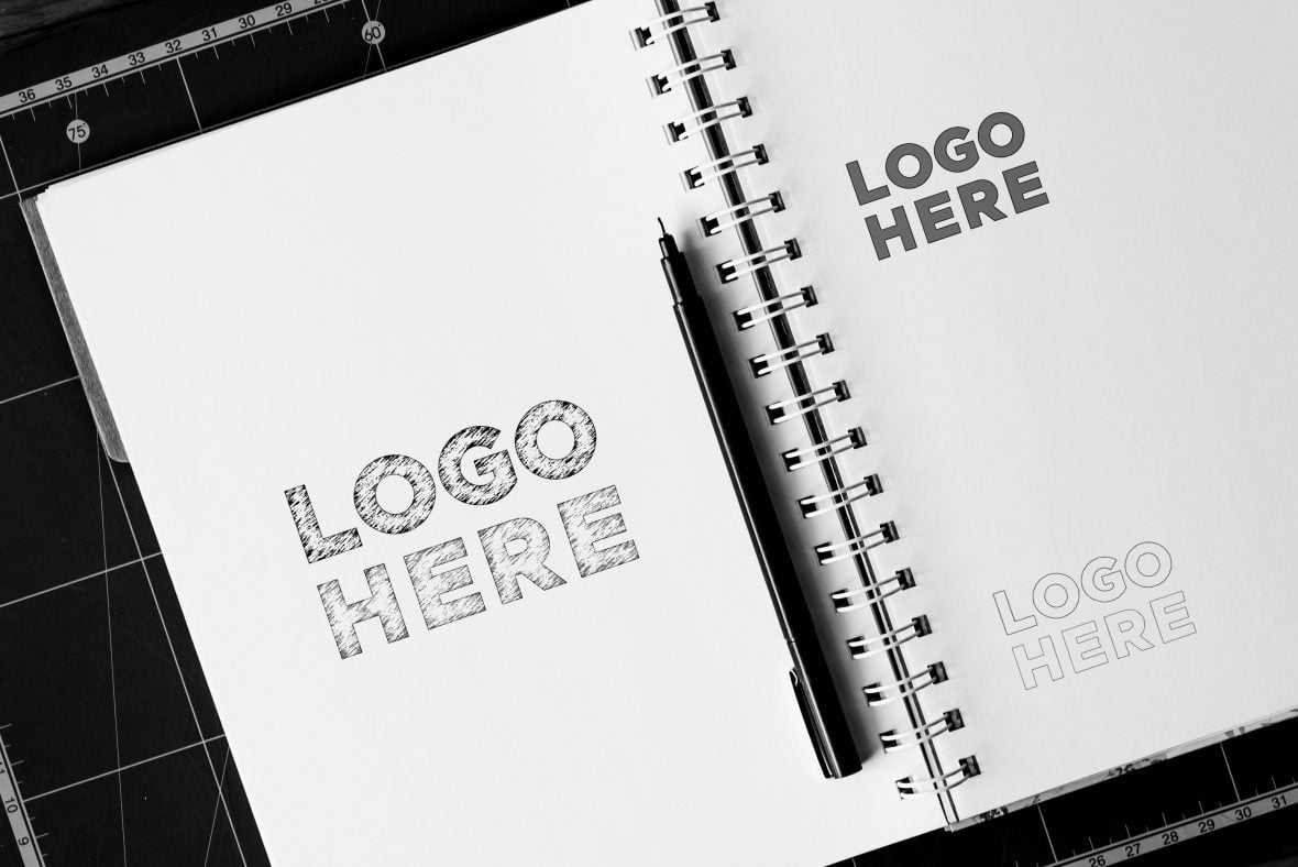 Notebook Sketch Logo Mockup