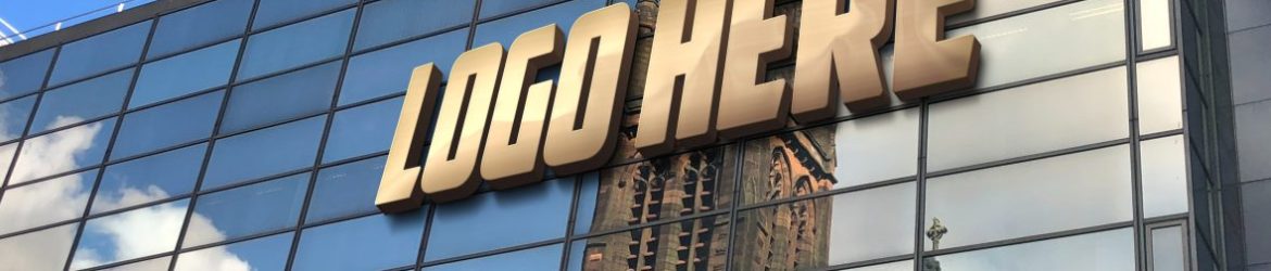 Office Building Mockup with Golden Logo