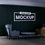 Office Building With Black Wall Logo Mockup Design