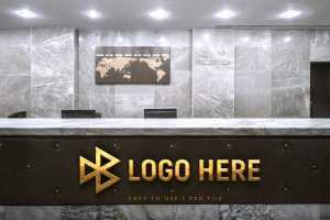 Office Reception 3D Logo Mockup