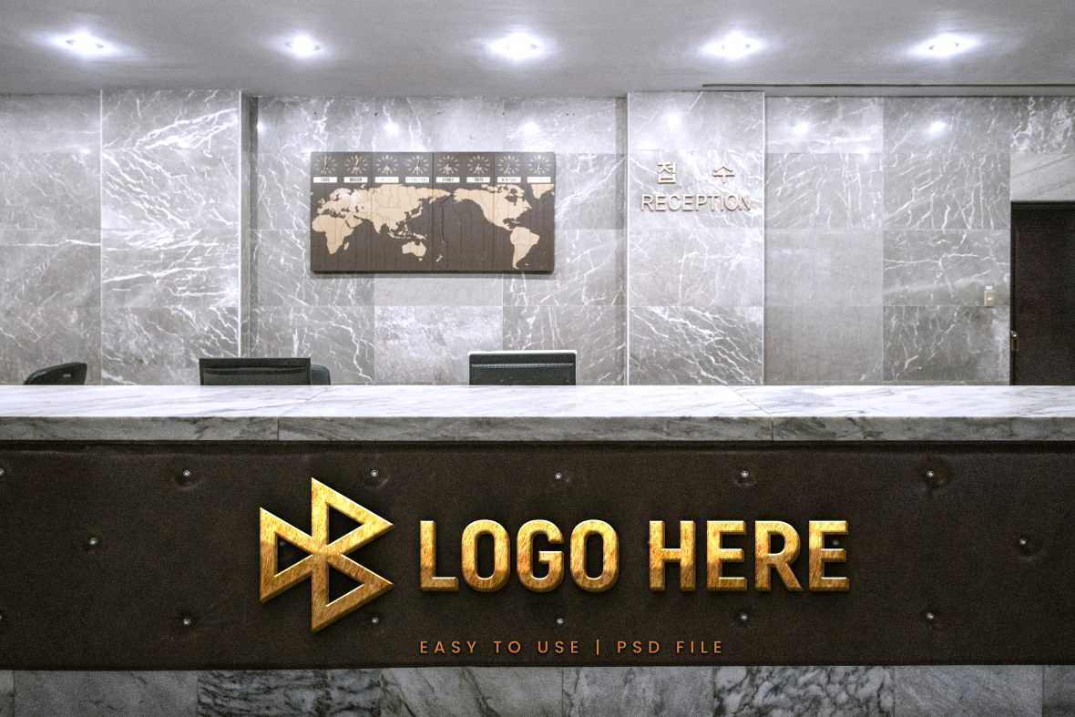 Office Reception 3D Logo Mockup