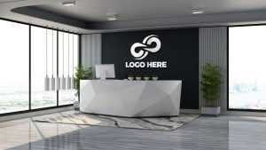 Office Reception Wall Logo Mockup