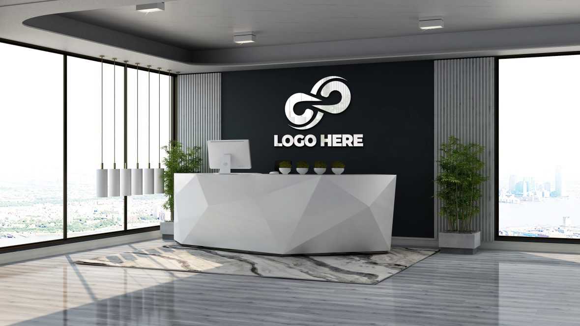 Office Reception Wall Logo Mockup