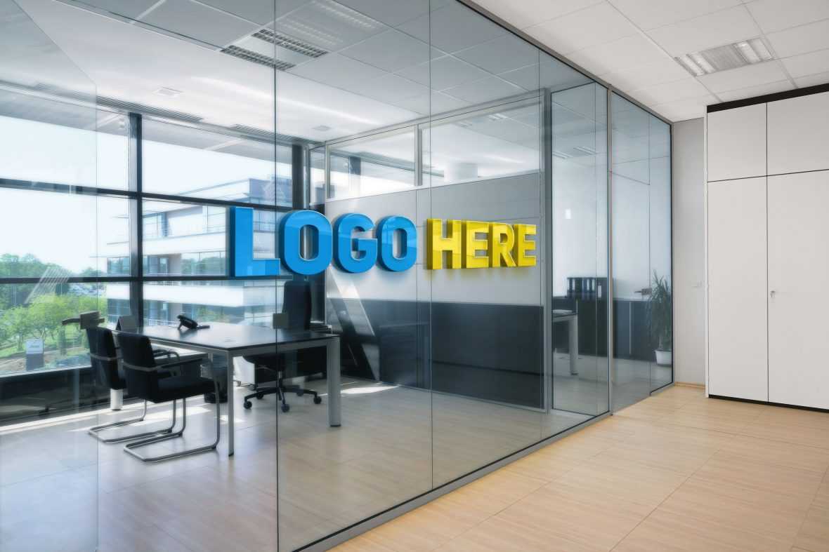 Office Space Window Logo Mockup