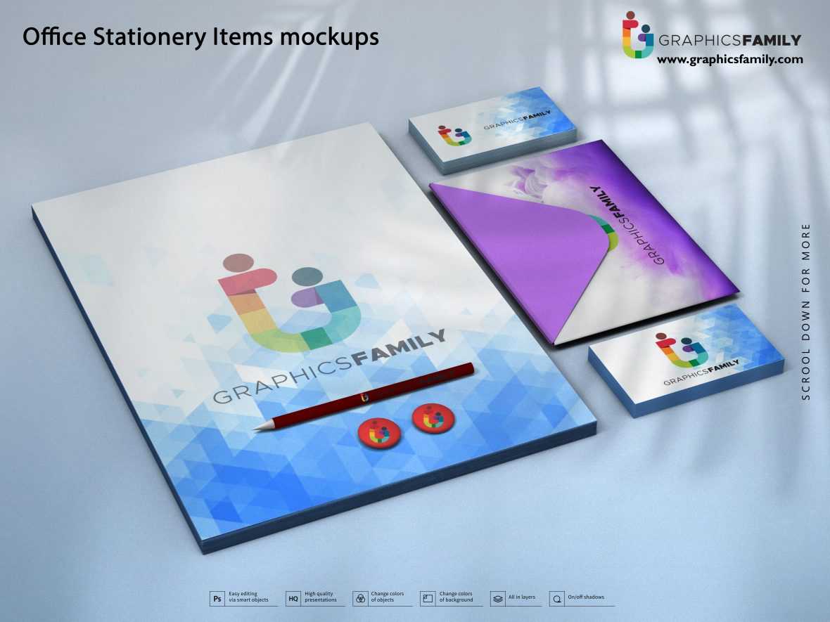 Office Stationery Items Mockups