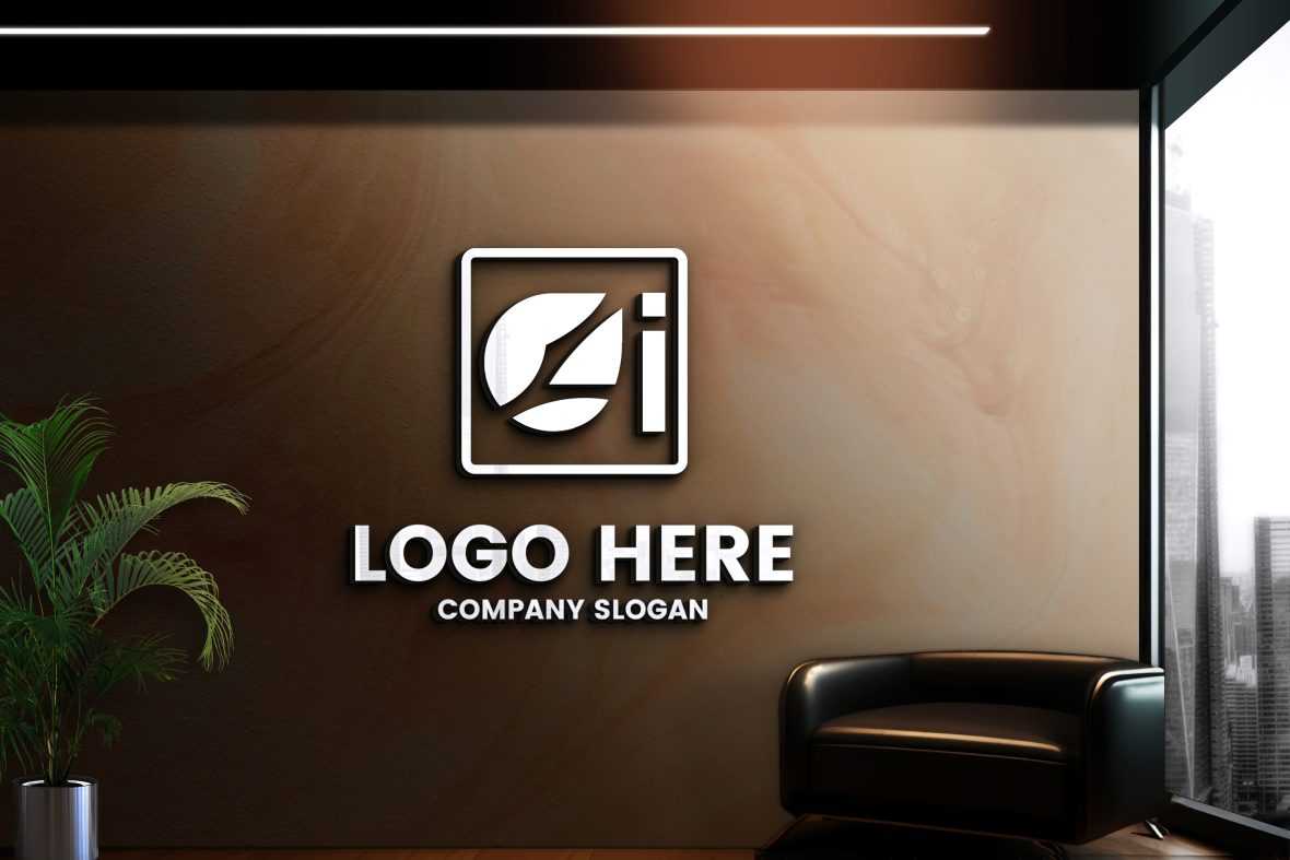 Office Wall 3D Logo Mockup