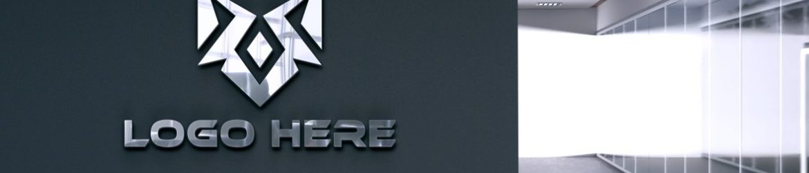 Office Wall 3D Silver Logo Mockup Office Wall 3D Silver Logo Mockup