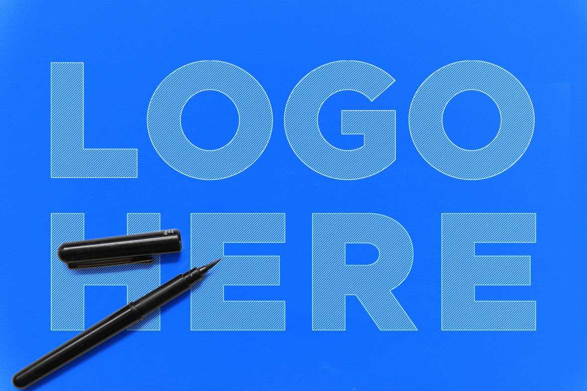 Outline Sketch Logo Mockup