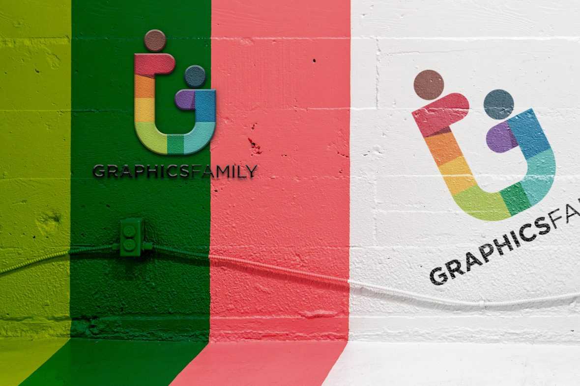 Painted Wall Concrete Logo Mockup
