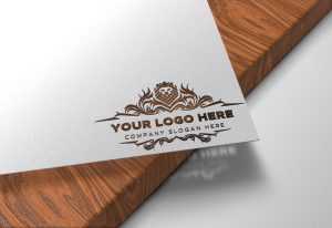 Paper Cutout on Wood Logo Mockup