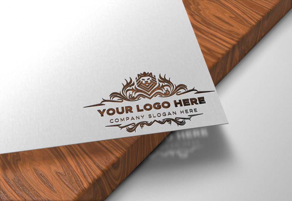 Paper Cutout on Wood Logo Mockup
