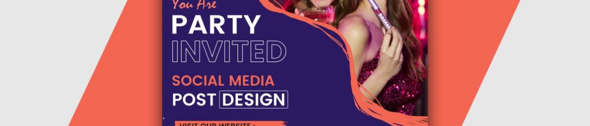 Party invited social media post design template vector image
