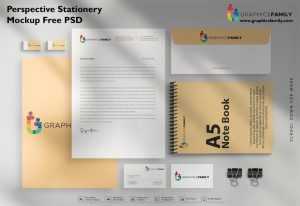 Perspective Stationery Mockup Free PSD