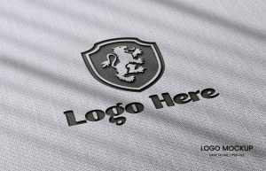Photo realistic Laser Cut cotton Logo Mockup with Gray Background