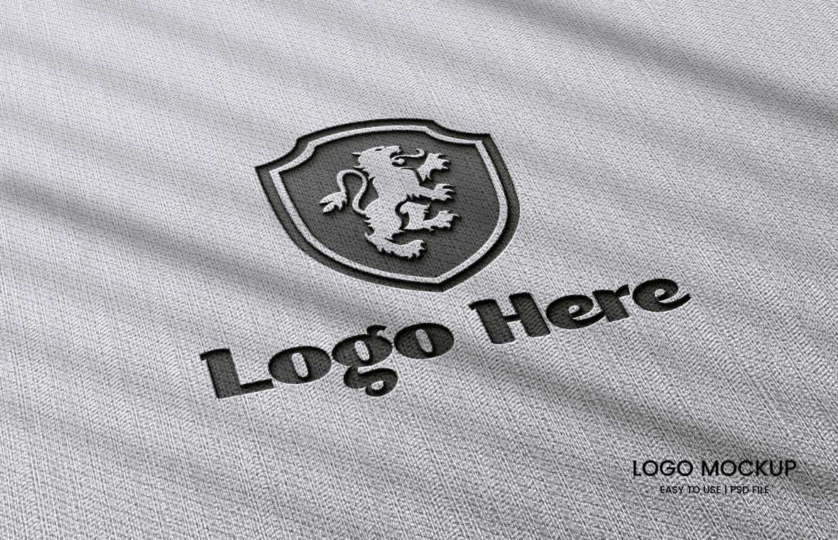 Photo realistic Laser Cut cotton Logo Mockup with Gray Background