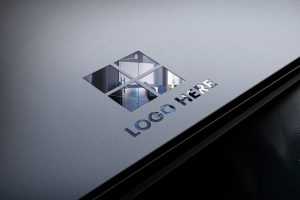 Photorealistic 3D Glass Cutting Logo Mockup