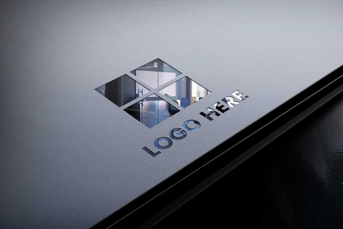 Photorealistic 3D Glass Cutting Logo Mockup