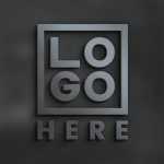 Photorealistic 3D logo mockup on dark background