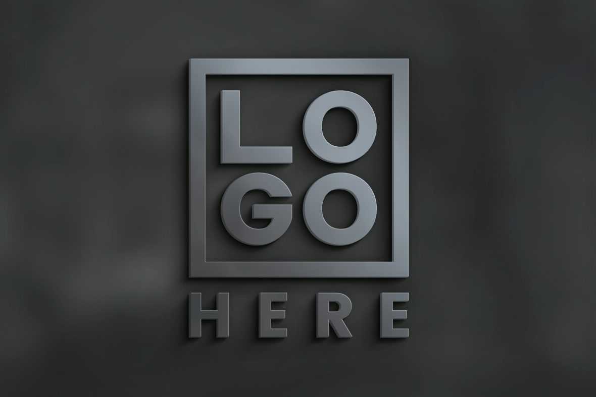 Photorealistic 3D logo mockup on dark background