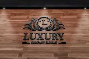 Photorealistic 3D logo mockup On Wooden Wall