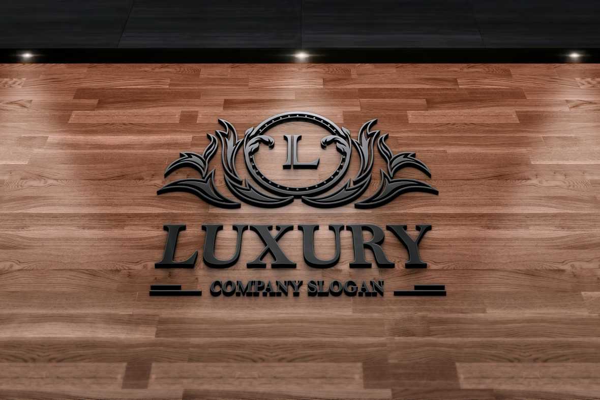Photorealistic 3D logo mockup On Wooden Wall