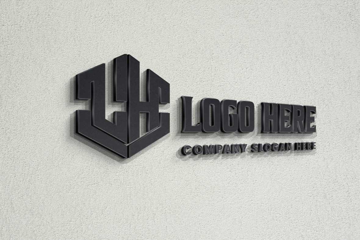 Photorealistic 3D Wall Logo Mockup