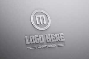 Photorealistic Glossy Metal Logo Mockup
