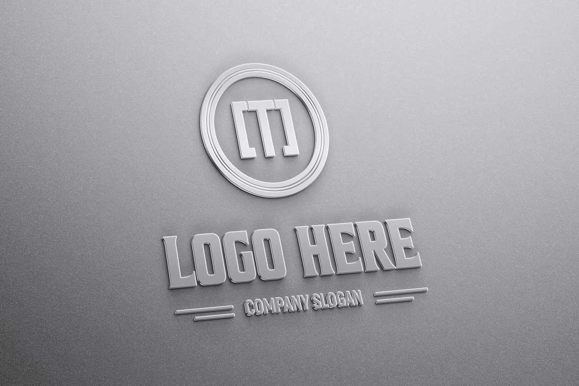 Photorealistic Glossy Metal Logo Mockup
