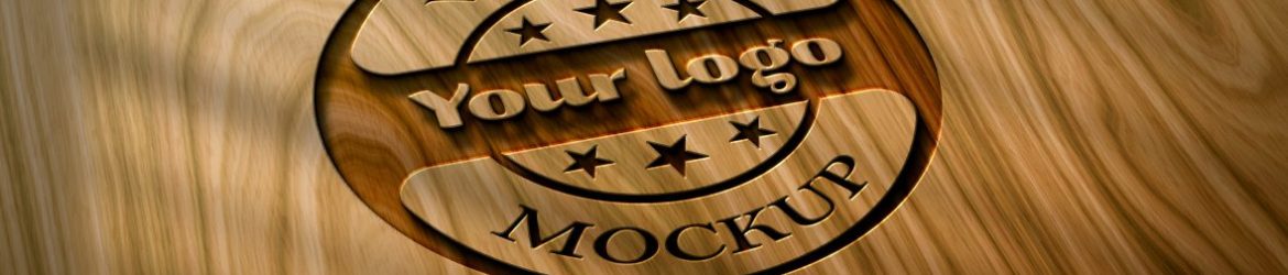 Photorealistic Laser cut Engraved Wood Logo Mockup