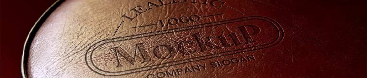 Photorealistic Leather Cutting 3D Logo Mockup Photorealistic Leather Cutting 3D Logo Mockup