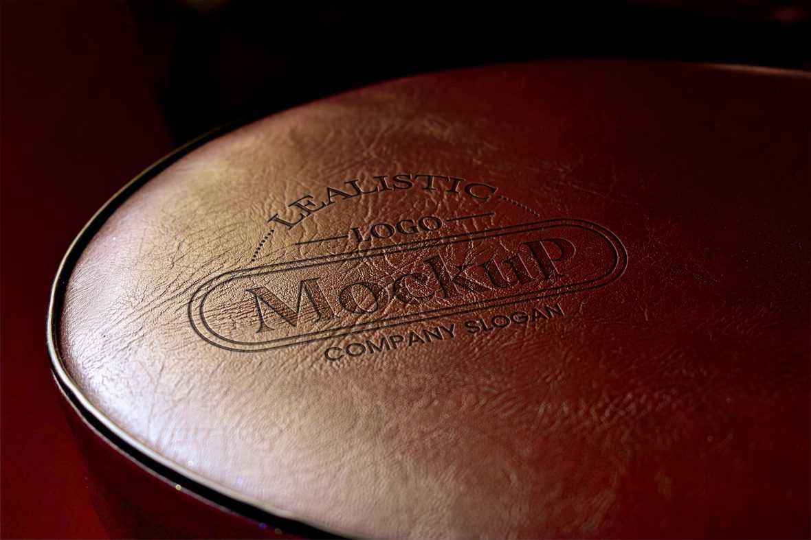 Photorealistic Leather Cutting 3D Logo Mockup