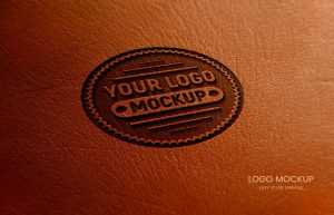 Photorealistic Leather Logo Mockup
