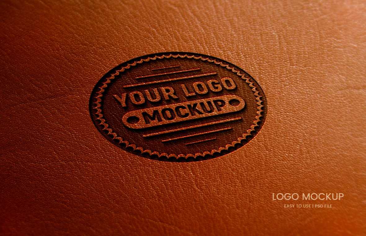 Photorealistic Leather Logo Mockup