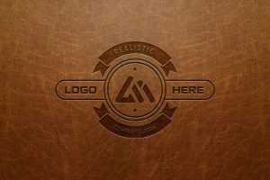 Photorealistic Logo Mockup on Leather Background