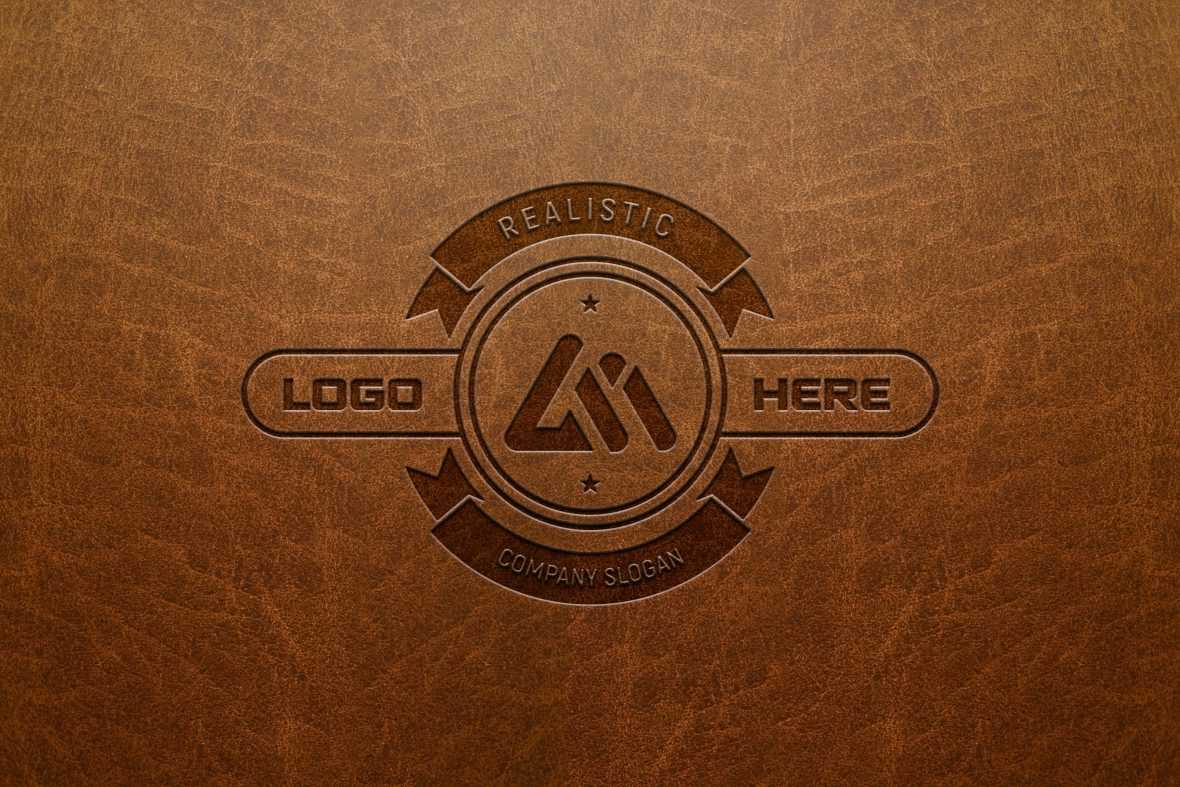Photorealistic Logo Mockup on Leather Background
