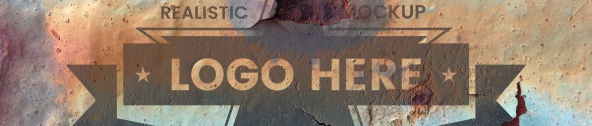 Photorealistic rusty metal logo mockup
