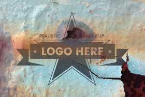 Photorealistic rusty metal logo mockup