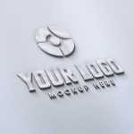 Photorealistic White-Gray 3D Logo Mockup